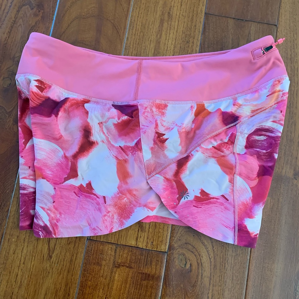 ATHLETA Running Shorts Size M Run With It 3.5" Lined  Painted Energy Coral Pink - Picture 10 of 11